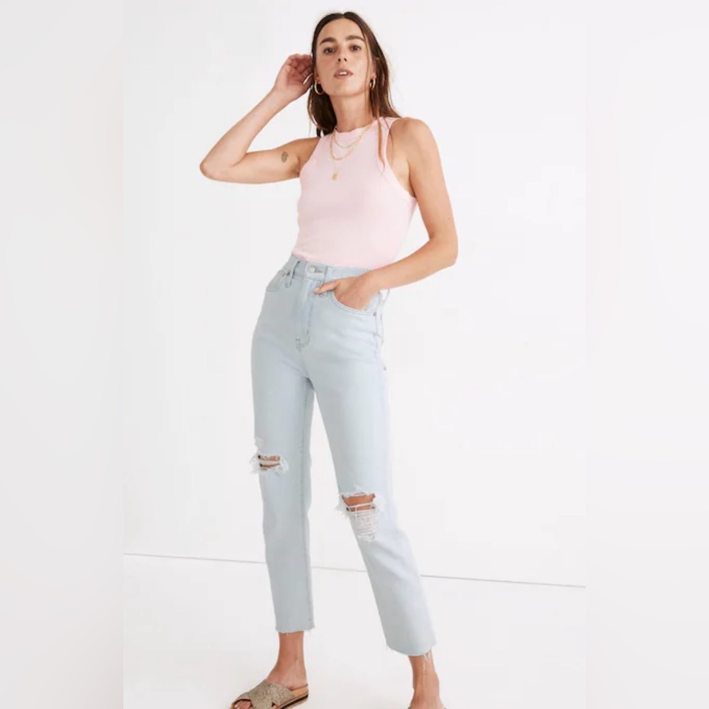 Madewell The Momjean in Harman Wash: Raw-Hem Edition - Size 28 - Distressed